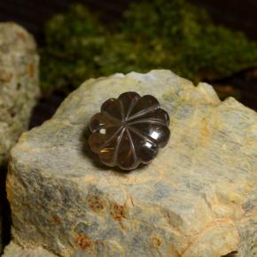 Quarzo fumé naturale marrone da 14,00 ct, taglio fiore, trasparente