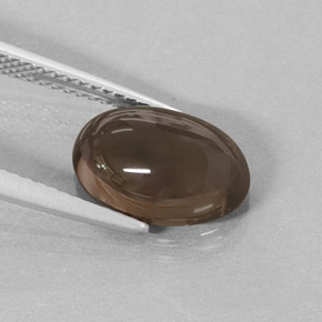 Quarzo fumé naturale marrone da 3,47 ct, taglio ovale, traslucido