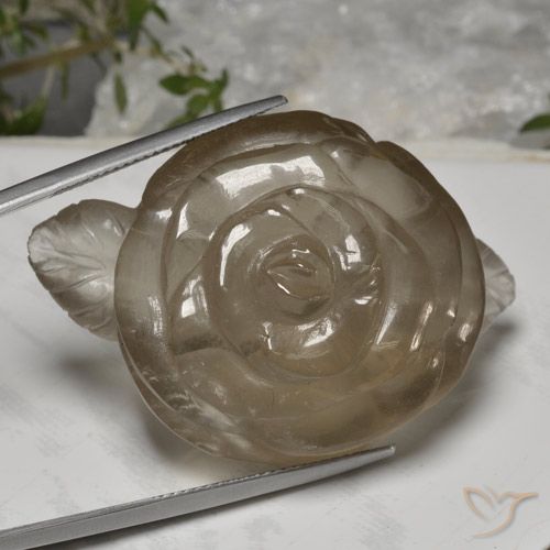 97.93ct Naturale Marrone Molto Chiaro Quarzo fumé, Taglio a fiore, Trasparente