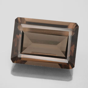 Quarzo fumé naturale marrone da 13,71 ct, taglio smeraldo, VS