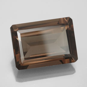 Quarzo fumé naturale marrone da 13,71 ct, taglio smeraldo, VS