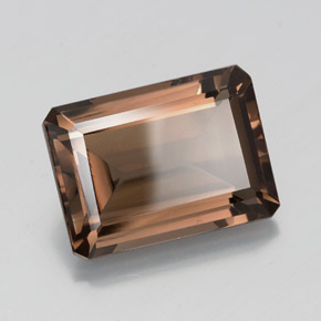 Quarzo fumé naturale marrone da 11,42 ct, taglio smeraldo, VVS-VS
