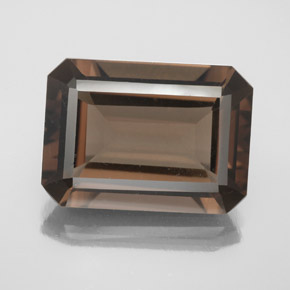 Quarzo fumé naturale marrone da 12,60 ct, taglio smeraldo, VS