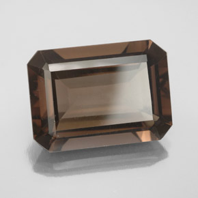 Quarzo fumé naturale marrone da 12,60 ct, taglio smeraldo, VS
