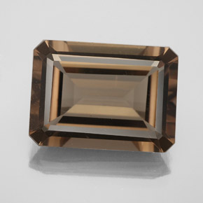 Quarzo fumé naturale marrone da 12,75 ct, taglio smeraldo, VS