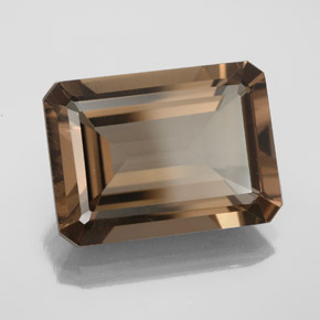 Quarzo fumé naturale marrone da 12,75 ct, taglio smeraldo, VS