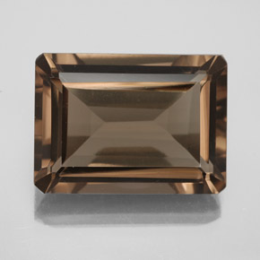 Quarzo fumé naturale marrone da 14,61 ct, taglio smeraldo, VS