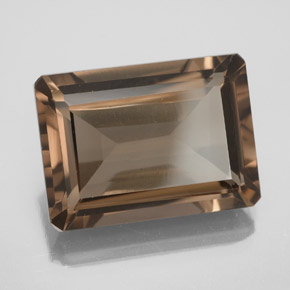 Quarzo fumé naturale marrone da 14,61 ct, taglio smeraldo, VS
