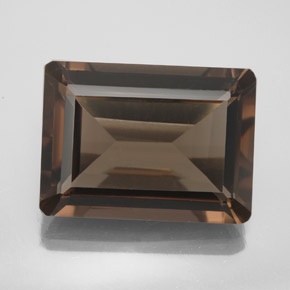 Quarzo fumé naturale marrone da 13,44 ct, taglio smeraldo, VS