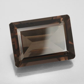 Quarzo fumé naturale marrone da 13,44 ct, taglio smeraldo, VS