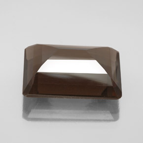 Quarzo fumé naturale marrone da 13,44 ct, taglio smeraldo, VS