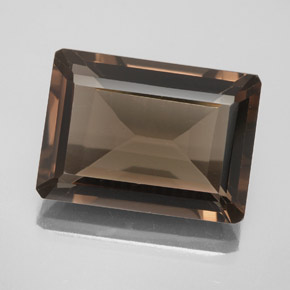 Quarzo fumé naturale marrone da 13,80 ct, taglio smeraldo, VVS-VS