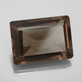 Quarzo fumé naturale marrone da 13,80 ct, taglio smeraldo, VVS-VS
