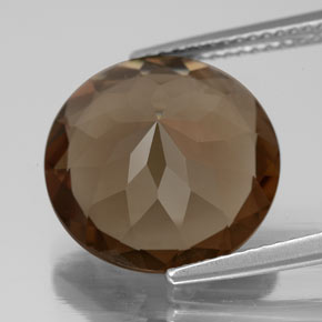 Quarzo fumé naturale marrone da 7,25 ct, taglio rotondo, VS