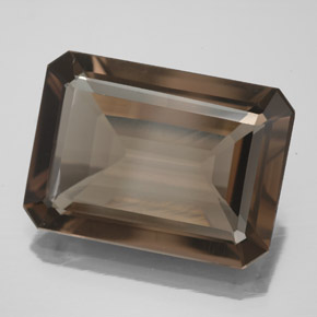 Quarzo fumé naturale marrone da 10,70 ct, taglio smeraldo, VS