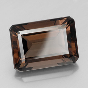 Quarzo fumé naturale marrone da 16,65 ct, taglio smeraldo, VS