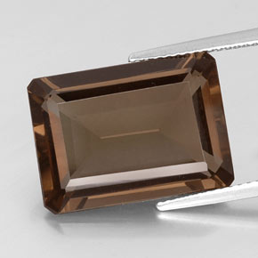 Quarzo fumé naturale marrone da 12,92 ct, taglio smeraldo, VVS-VS