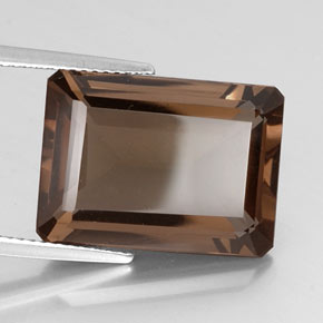 Quarzo fumé naturale marrone da 12,92 ct, taglio smeraldo, VVS-VS