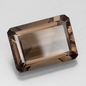 Quarzo fumé naturale marrone da 13,06 ct, taglio smeraldo, VVS-VS