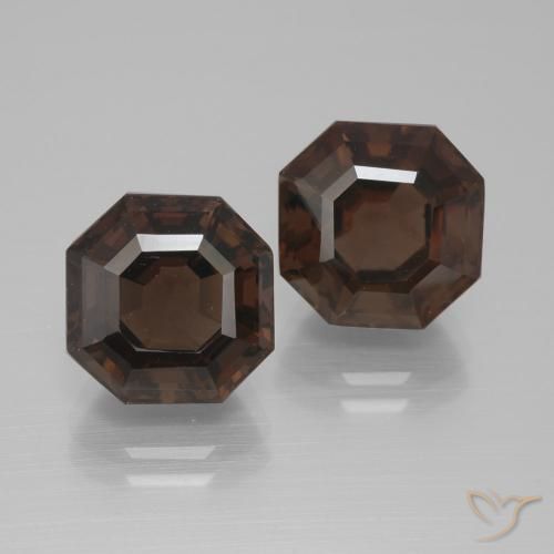10.34ctw Naturale Hickory Brown Quarzo fumè, Taglio smeraldo, VVS-VS