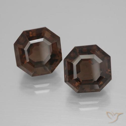 Gemme di Quarzo fumé Hickory Brown naturale da 10.34 ct, Ottagonale / Taglio smeraldo, VVS-VS