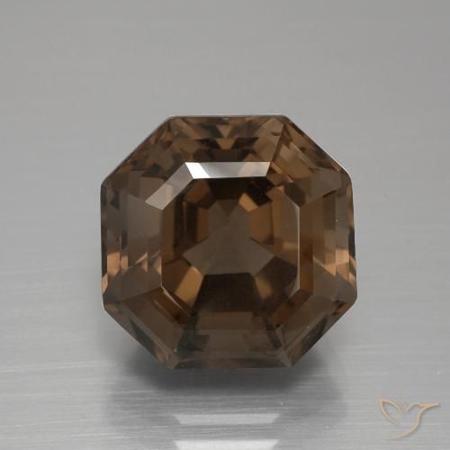 7.95ct Naturale Marrone medio Quarzo fumè, Taglio smeraldo, VVS-VS
