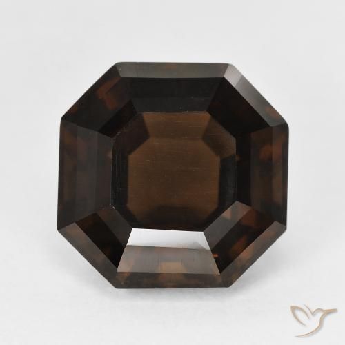 7.34ct Naturale Marrone scuro Quarzo fumè, Taglio smeraldo, VVS