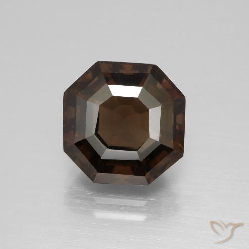 4.79ct Naturale ombra marrone Quarzo fumè, Taglio smeraldo, VVS-VS