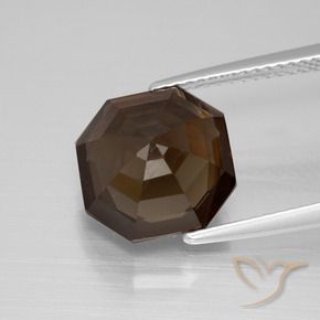 Quarzo fumé ombra marrone naturale da 4.79 ct, Ottagonale / Taglio smeraldo, VVS-VS