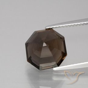 Quarzo fumé Marrone scuro naturale da 5.43 ct, Ottagonale / Taglio smeraldo, VVS