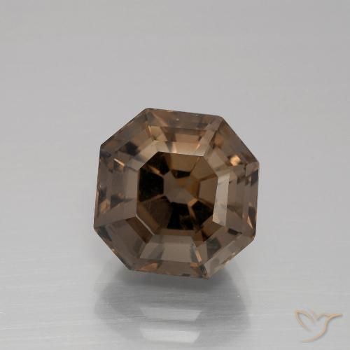 5.11ct Naturale Marrone cioccolato Quarzo fumè, Taglio smeraldo, VS