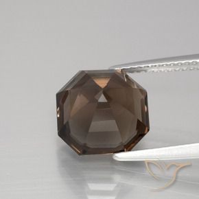 Quarzo fumé Marrone cioccolato naturale da 5.11 ct, Ottagonale / Taglio smeraldo, VS