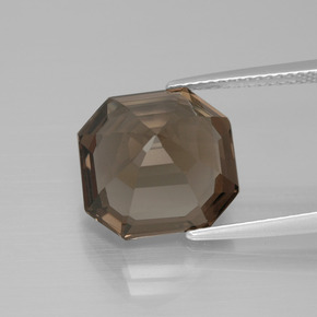 Quarzo fumé naturale marrone da 7,27 ct, taglio smeraldo, VVS