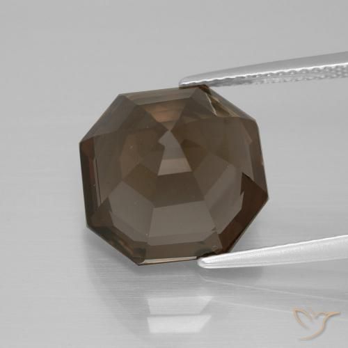 Quarzo fumé ombra marrone naturale da 9.69 ct, Ottagonale / Taglio smeraldo, VS