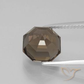Quarzo fumé naturale marrone da 3,70 ct, taglio smeraldo, VVS-VS