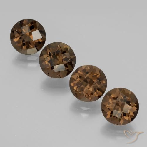 Gemme di Quarzo fumé Marrone medio naturale da 7.51 ct, Taglio rotondo, VVS-VS