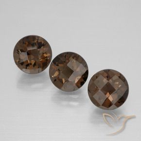 Gemme di Quarzo fumé Marrone medio naturale da 5.46 ct, Rotondo, VVS-VS