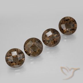 Gemme di Quarzo fumé Marrone scuro naturale da 6.96 ct, Rotondo, VVS-VS