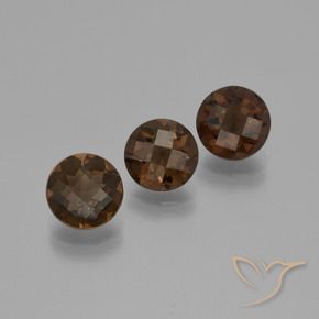 Gemme di Quarzo fumé Marrone scuro naturale da 5.37 ct, Rotondo, VVS-VS
