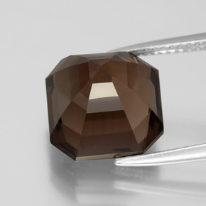 Quarzo fumé naturale marrone da 7,21 ct, taglio smeraldo, VVS-VS