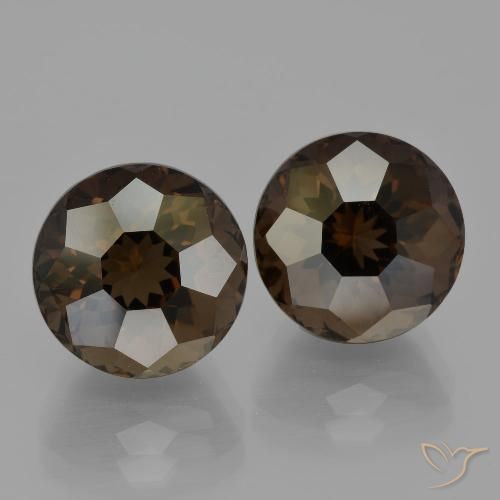 Gemme di Quarzo fumè Marrone scuro naturale da 12.50 ct, Rotondo, VVS