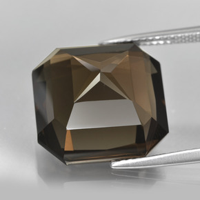 Quarzo fumé naturale marrone da 14,50 ct, taglio smeraldo, VVS