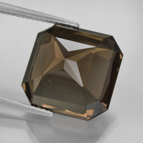 Quarzo fumé naturale marrone da 15,84 ct, taglio smeraldo, VVS
