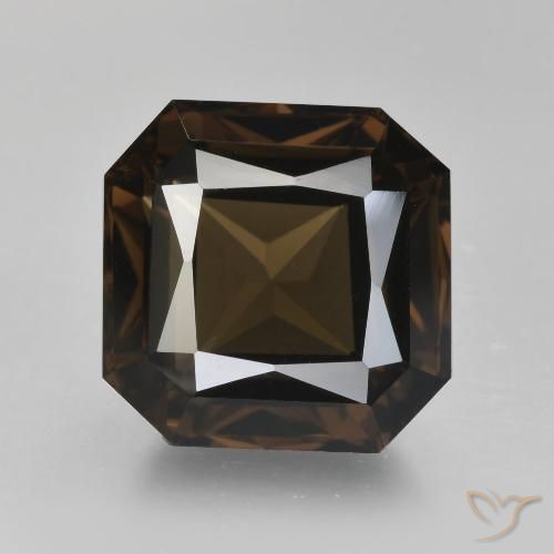 Quarzo fumé naturale marrone da 8,52 ct, taglio smeraldo, VVS
