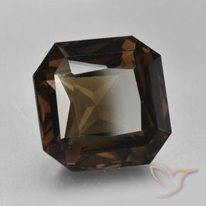Quarzo fumé naturale marrone da 8,52 ct, taglio smeraldo, VVS