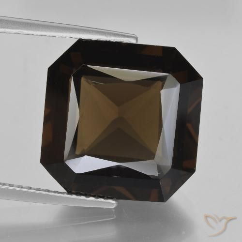 13.20ct Naturale ombra marrone Quarzo fumè, Taglio smeraldo, VVS