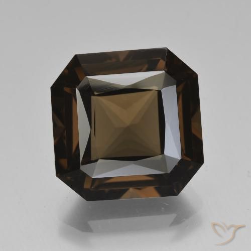 8.61ct Naturale ombra marrone Quarzo fumè, Taglio smeraldo, VVS