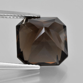 Quarzo fumé naturale marrone da 9,30 ct, taglio smeraldo, VVS