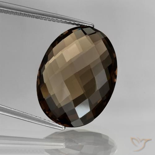 13.61ct Naturale Marrone scuro Quarzo fumè, Ovale, VVS