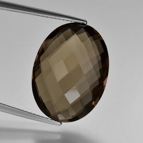 Quarzo fumé naturale marrone da 13,09 ct, taglio ovale, VVS